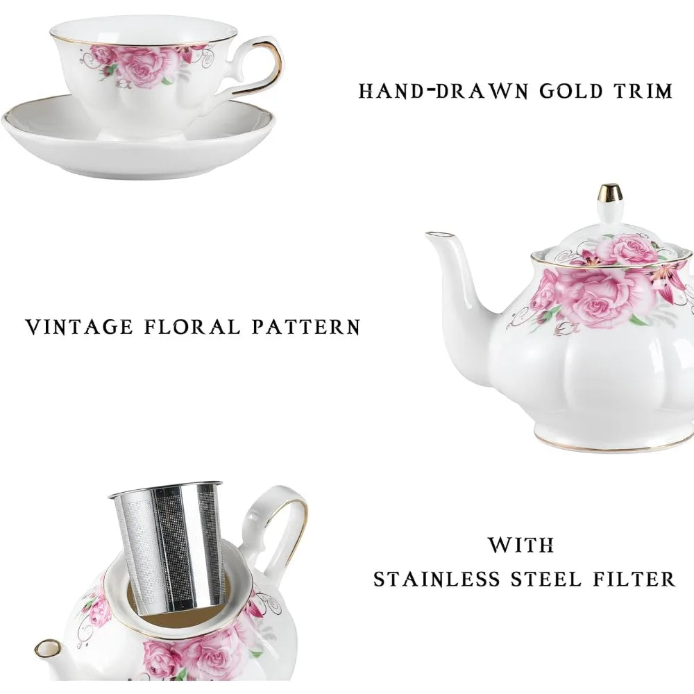 Vintage Gold Tea Set for 6