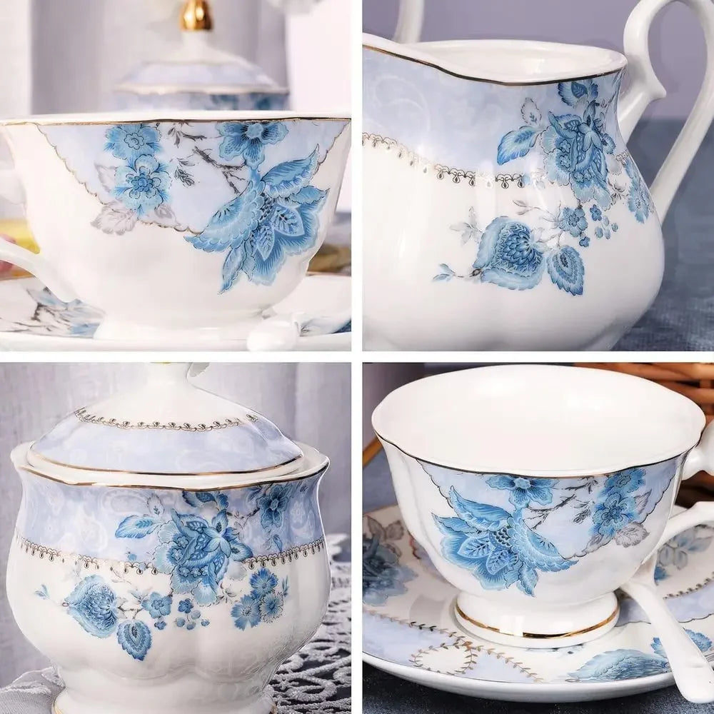 Blue Porcelain Tea Set for 6