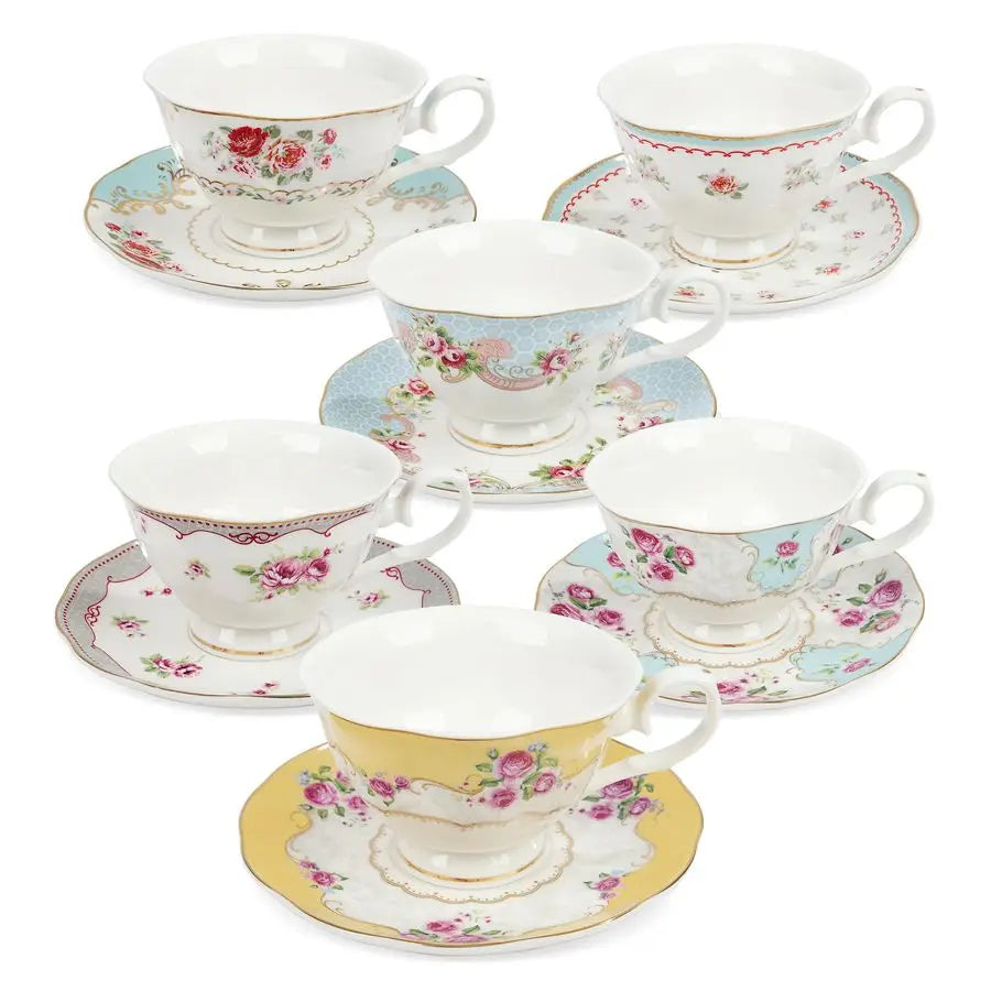 Rose Tea Cup Set for 6