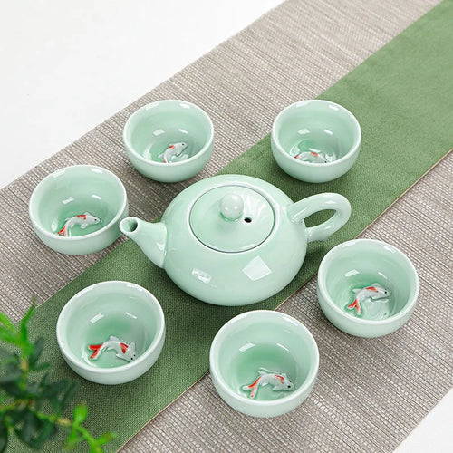 Celadon Fish Tea Set