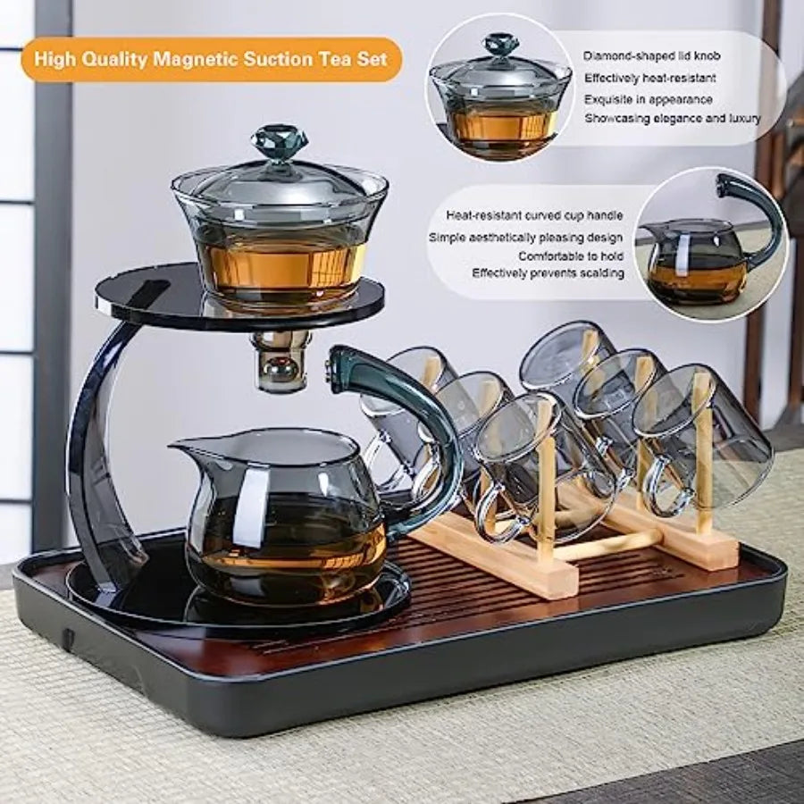 Magnetic Rotating Glass Teapot