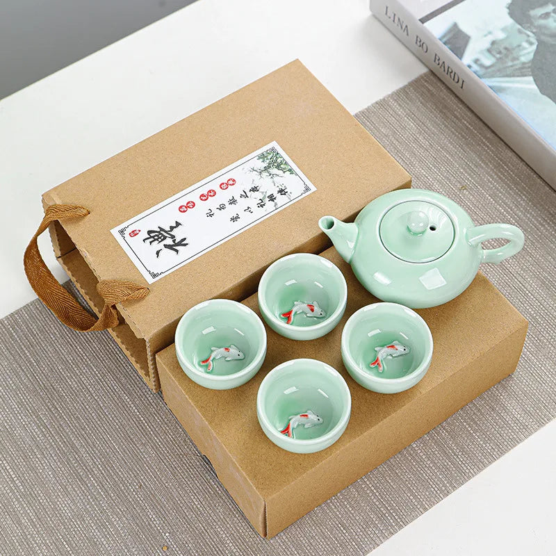 Celadon Fish Tea Set