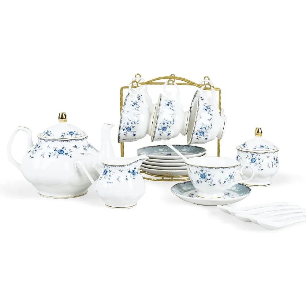 Pink Bone China Tea Set