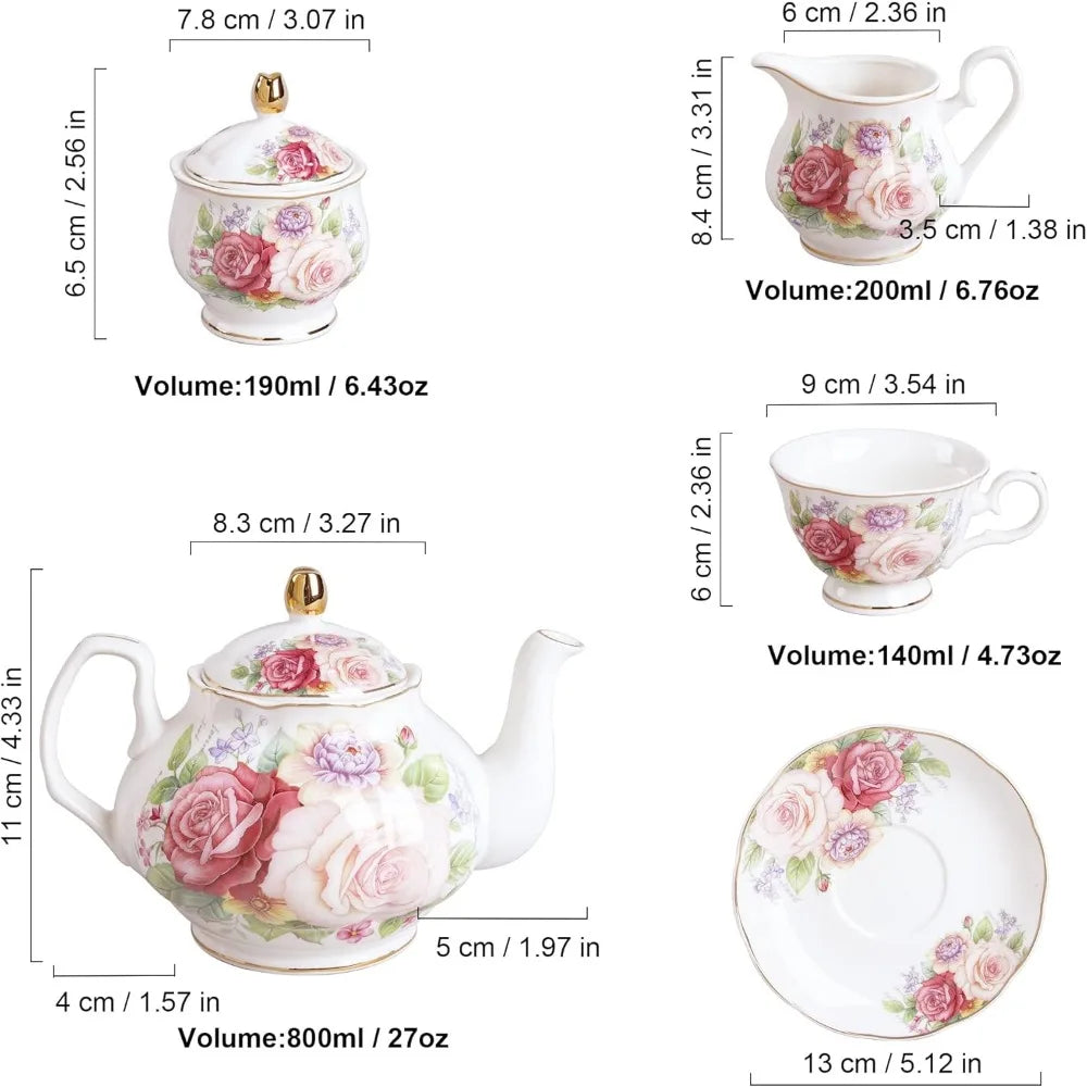 Pink Bone China Tea Set
