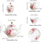 Pink Bone China Tea Set