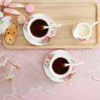 Pink Bone China Tea Set
