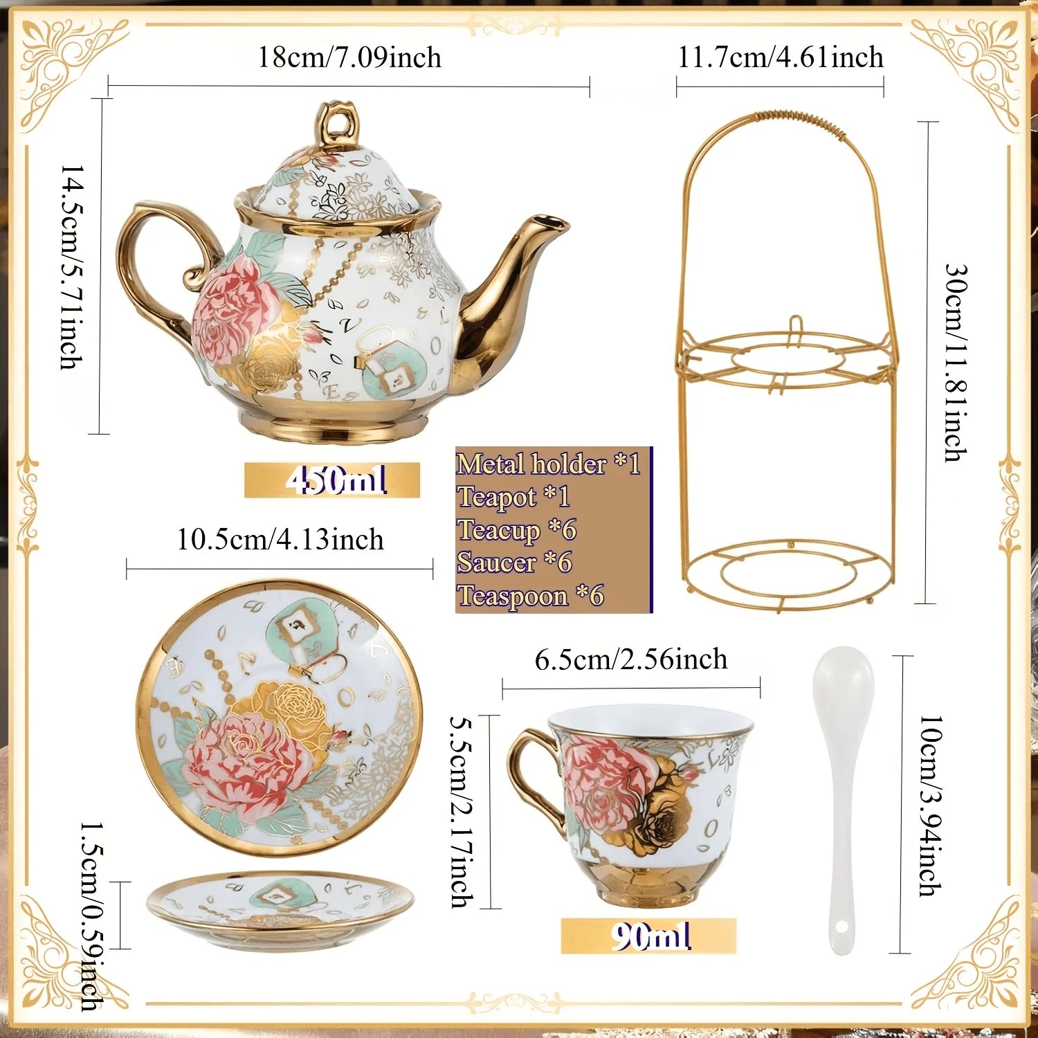 20-Piece Floral Tea Set