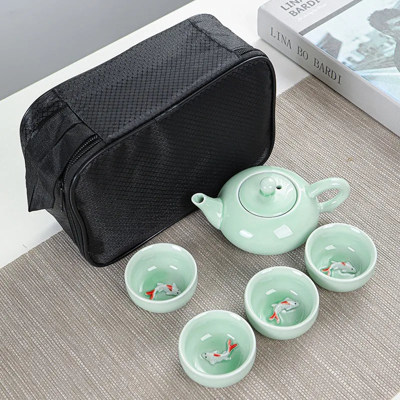 Celadon Fish Tea Set