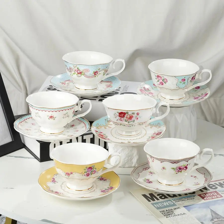 Rose Tea Cup Set for 6