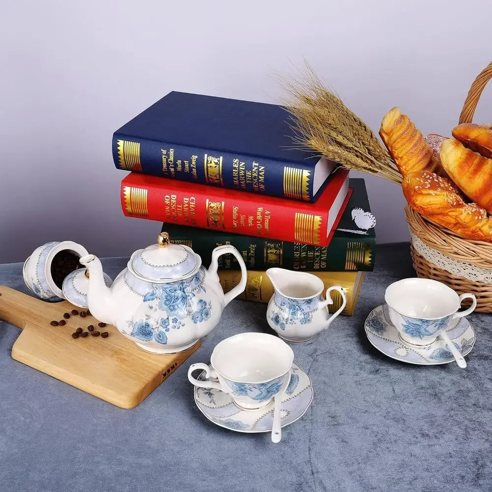 Blue Porcelain Tea Set for 6