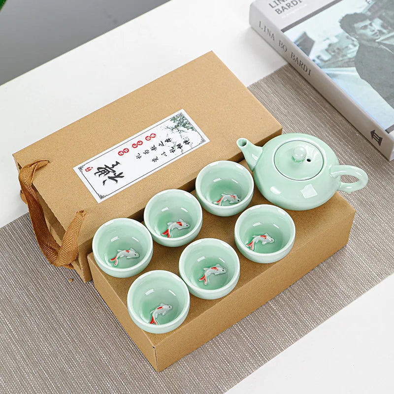 Celadon Fish Tea Set