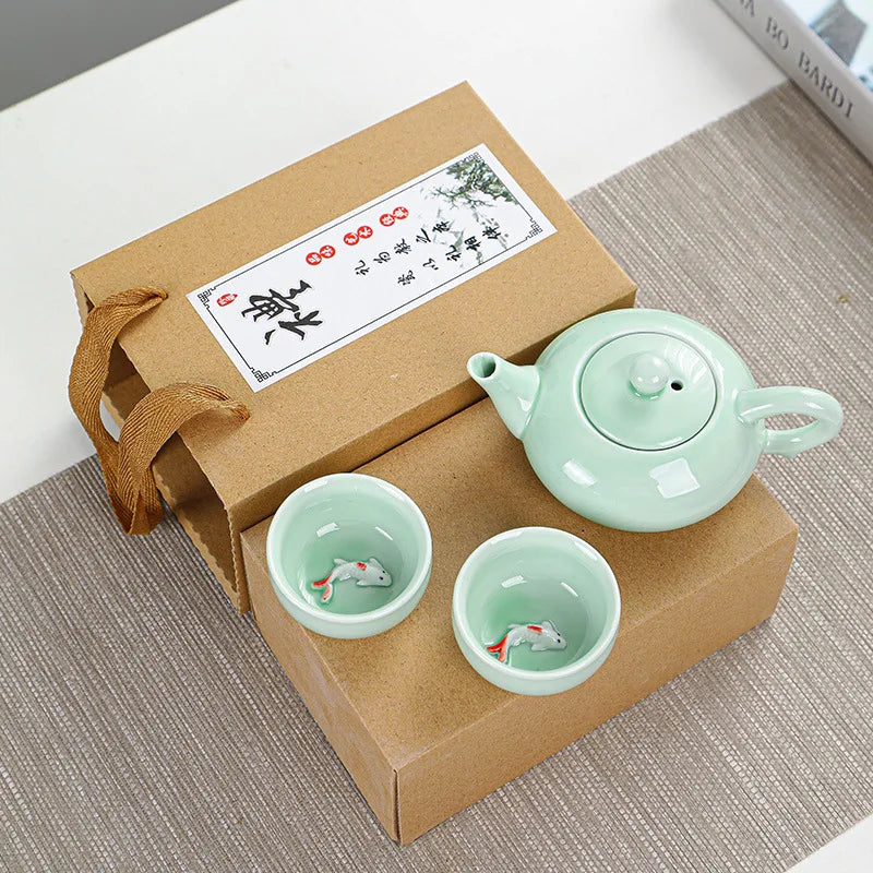 Celadon Fish Tea Set