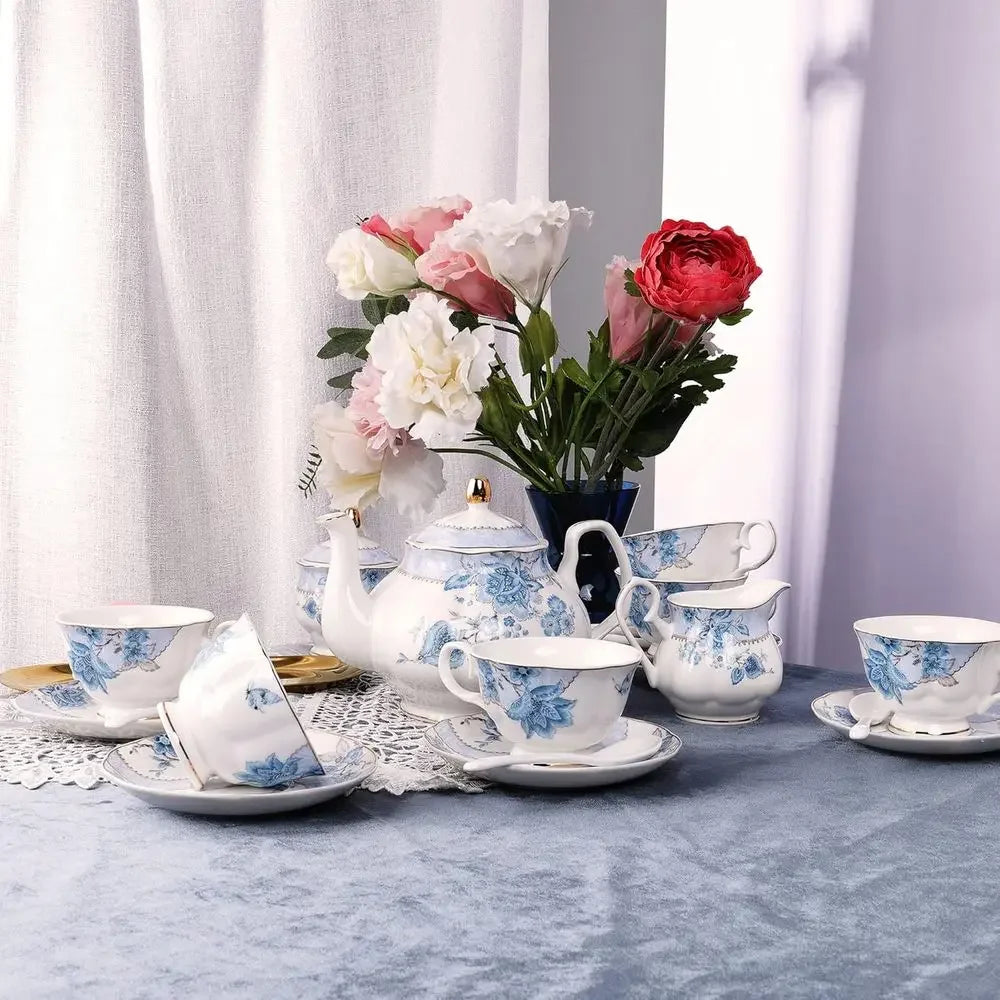 Blue Porcelain Tea Set for 6