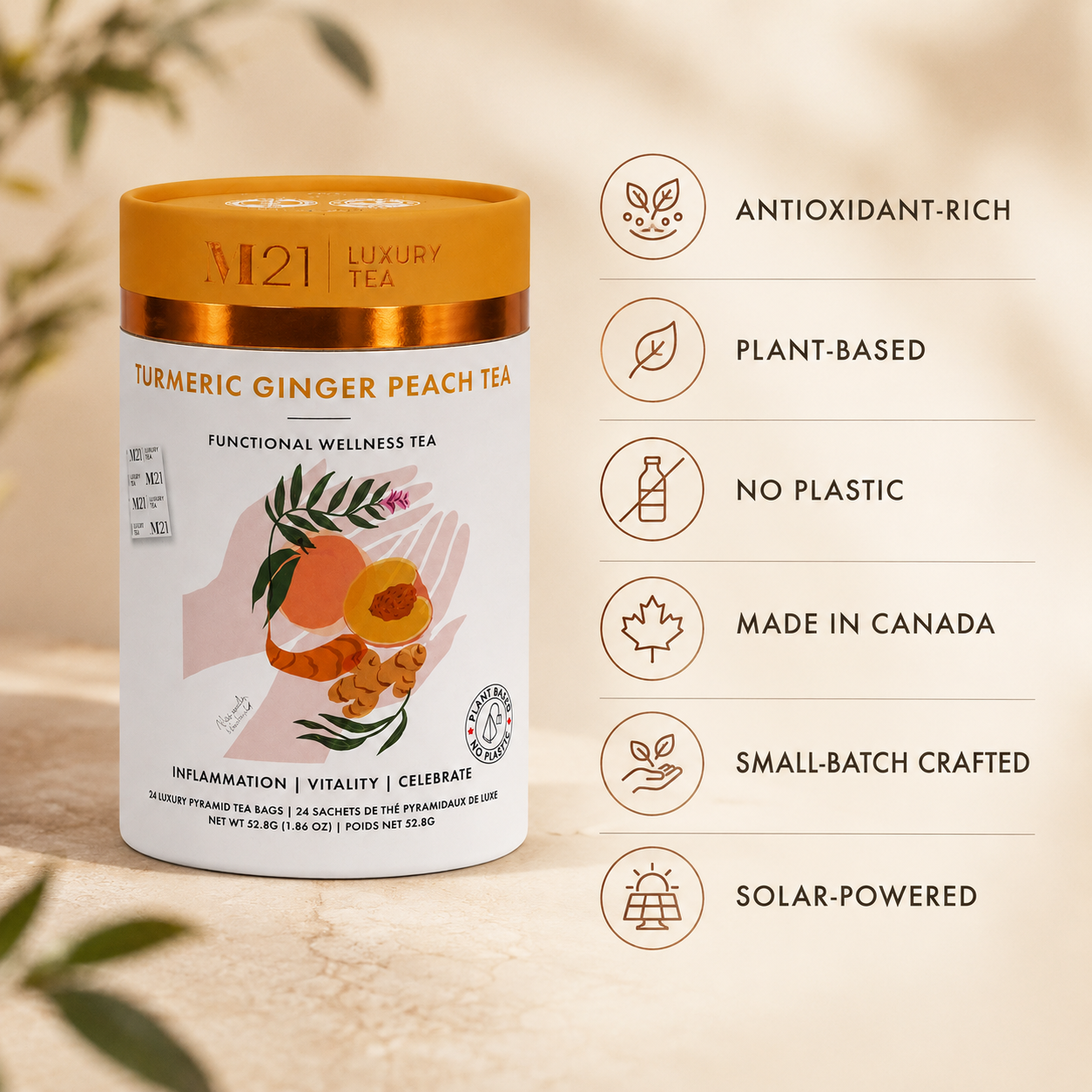 Turmeric Ginger Peach Luxury Tea